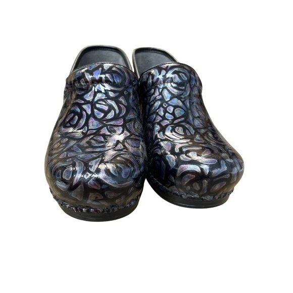 Dansko XP Womens Black Purple Leather casual nursing work clogs Size 40/9 SKU 91 - Picture 9 of 12